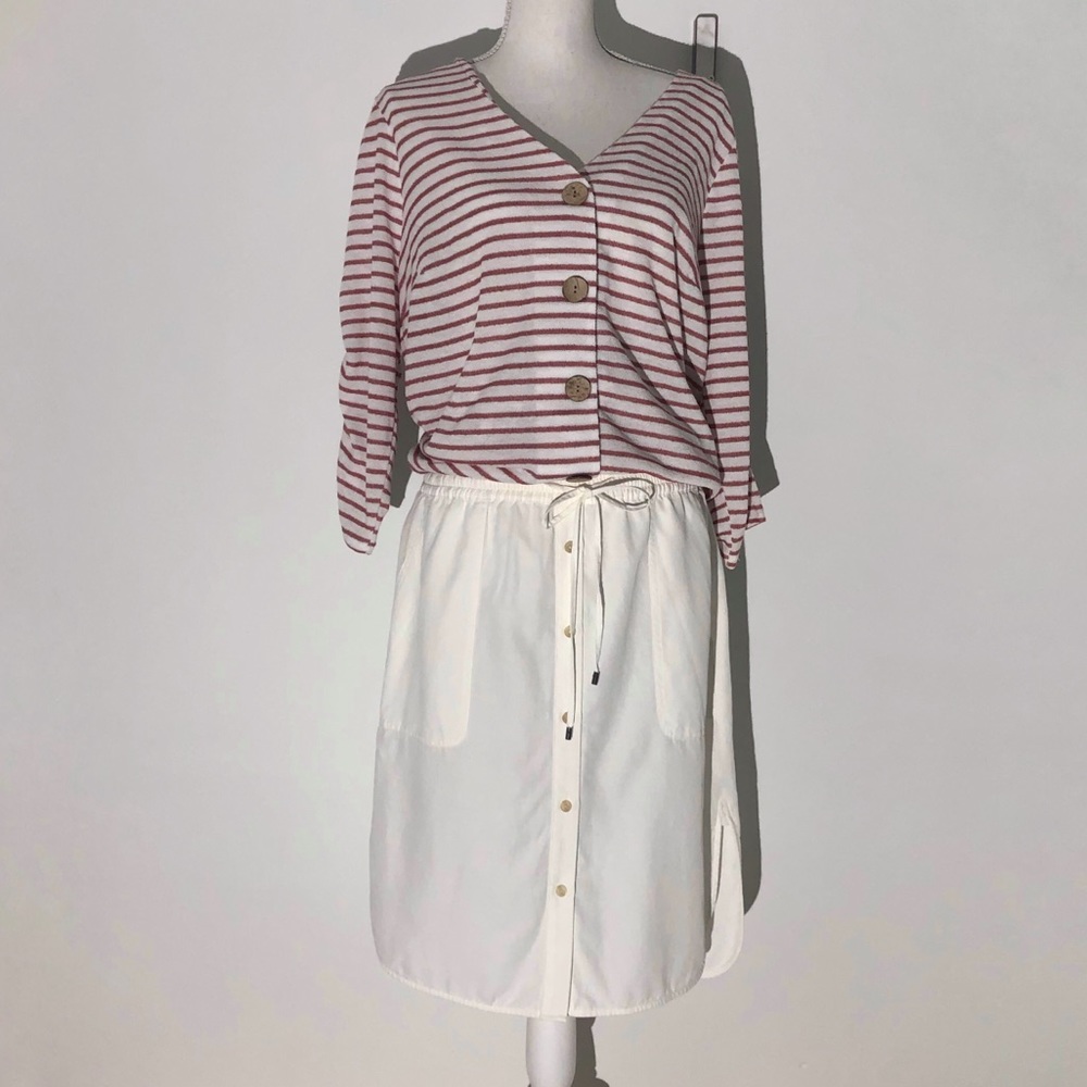 Vince white cotton casual skirt button front - Picture 2 of 5
